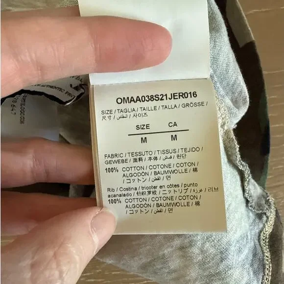 Off White T Shirt Camo Logo Size M Green Brown - Picture 4 of 6